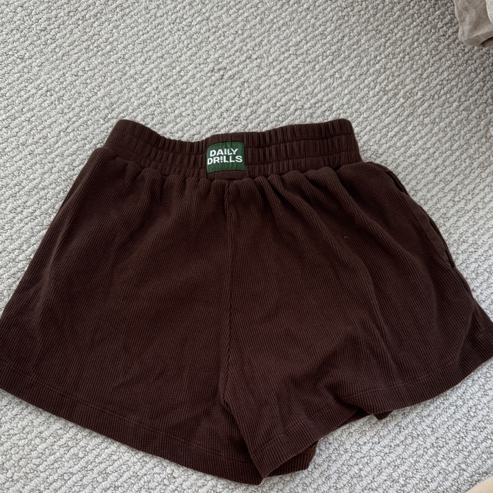 Daily Drills Coco Brown Waffle Shorts